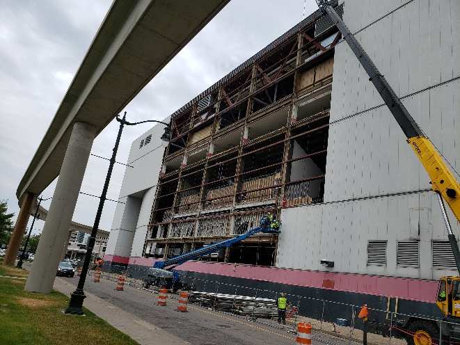 Early construction work begins at old Joe Louis Arena site in Detroit